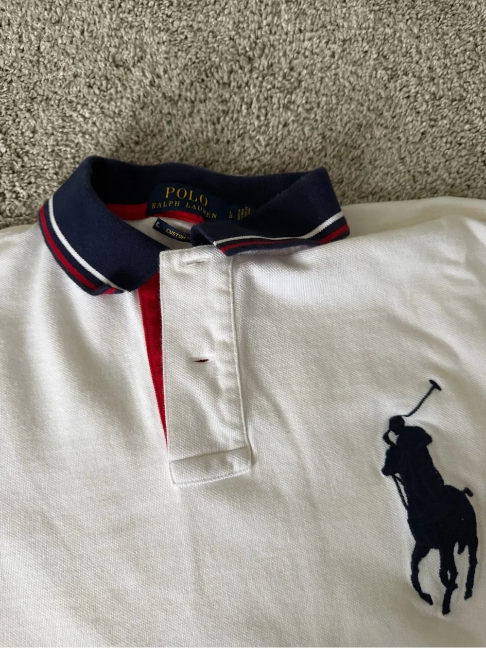 Ralph Lauren Big Pony Custom Fit White Polo Shirt